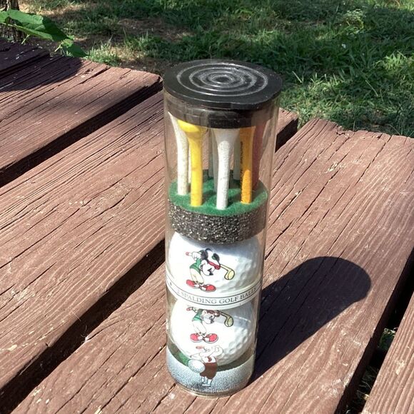 Vintage Spalding Mickey Mouse Golf Balls & Tees in Original‎ Tube Disney - Picture 1 of 4